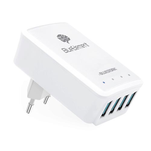 Cargador Usb Pared Bluestork Smartcharger4 4ptos 5.1a Led | Quonty.com | WALL-50-U4-LED-BE