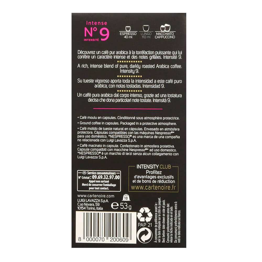 Caja De 10 Capsulas De Cafe Carte Noire Espresso Intense N 9 Quonty Com Caja De 10 Capsulas De Cafe Carte Noire Espresso Intense N 9 Quonty Com