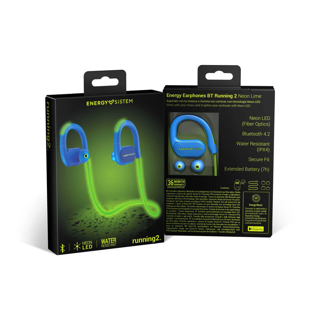 Auriculares Energy Sistem Running 2 Neon Bt Azul/Verde