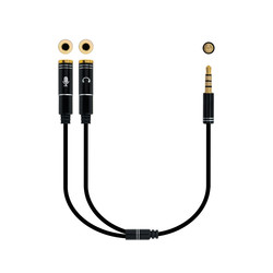

Cable Adaptador Audio Nano Cable Jack 3.5/M - 2xjack 3.5/H 30cm Negro