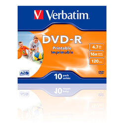 

Dvd-R Verbatim 4.7gb 120min 16x Printables 10unds