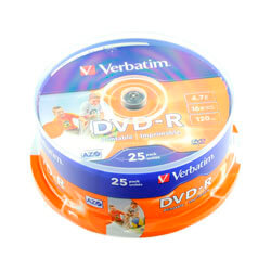 

Dvd-R Verbatim 4.7gb 120min 16x Printables 25unds