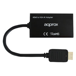 

Adaptador/Cable Approx Hdmi - Vga C/Audio V2 Negro