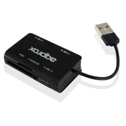 

Hub Approx Appht8b Negro - 2 Puertos Usb 2.0 + Lector Microsd/Sd - Tam