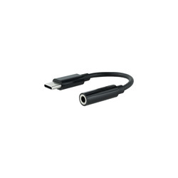 Cable Adaptador Audio Nano Cable Usb C/M - Jack3.5-H 11cm Negro | Quonty.com | 10.24.1205