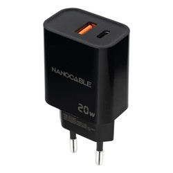 Cargador Usb Pared Nano Cable Usb-C/Pd + Usb-A/Qc 20w Negro | Quonty.com | 10.10.2008