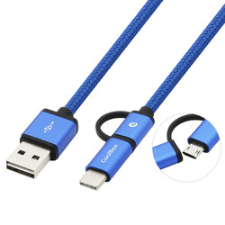 

Cable Ubs Coolbox Usb 2.0 A/M - Usb-C + Micro Usb2.0 1m Azul