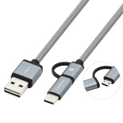 

Cable Usb Coolbox Usb2.0 A/M - Usb-C + Micro Usb2.0 1m Gris