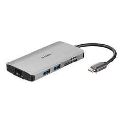 Hub D-Link Dub-M810 3ptos Usb3.0/ 1pto Hdmi/ 1pto Usb-C/ Lector De Tarjetas/ 1pto Lan Gris | Quonty.com | DUB-M810