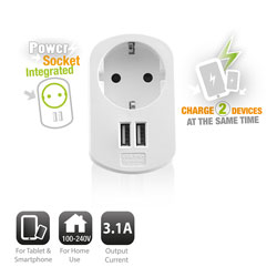 

Cargador Usb Pared Ewent Ew1211 2ptos 3.1a