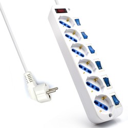 Regleta Ewent Ew3932-5m 6tomas Blanca C/Interruptores 5m | Quonty.com | EW3932-5M