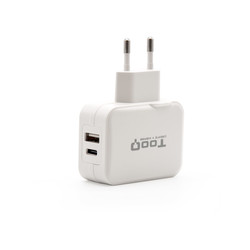 

Cargador Usb Pared Tooq Tqwc-2sc02wt 2ptos Usb C+A Blanco