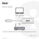 Adaptador Red Club 3d Usb-C/M A Rj45 Gigabite Ethernet H Blanco | Quonty.com | CAC-1519
