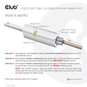 Adaptador Red Club 3d Usb-C/M A Rj45 Gigabite Ethernet H Blanco | Quonty.com | CAC-1519