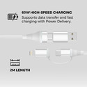 Cable Universal De Carga Rapida Ewent Ec1076 4en1 60w 2m Blanco | Quonty.com | EC1076