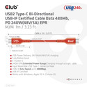 Cable Usb Club 3d Usb-C Con Certificación Usb-If 480mb Pd 240w Epr M/M 1m | Quonty.com | CAC-1511