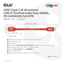 Cable Usb Club 3d Usb-C Con Certificación Usb-If 480mb Pd 240w Epr M/M 3m | Quonty.com | CAC-1513