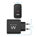 Cargador De Pared Rapido Ewent Usb-A Usb-C Ganfast 65w Negro | Quonty.com | EW1330