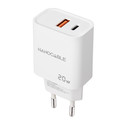 Cargador Usb Pared Nano Cable Usb-C/Pd + Usb-A/Qc 20w Blanco | Quonty.com | 10.10.2007