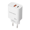 Cargador Usb Pared Nano Cable Usb-C/Pd + Usb-A/Qc 30w Blanco | Quonty.com | 10.10.2011