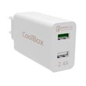 Cargador Usb Pared Coolbox Qc3.0 2usb 5.4a (1+1rapido) | Quonty.com | COO-CU2QC30-T