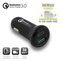 Cargador De Coche Ewent 1*Usb-C + 1*Usb-A 36w Carga 3.0 | Quonty.com | EW1356