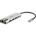 Hub D-Link Dub-M520 2ptos Usb3.0/1pto Hdmi/1pto Usb-C/1pto Rj45 Gris | Quonty.com | DUB-M520
