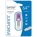 Pendrive Lexar 64gb Usb2.0 V10 Blanco/Morado | Quonty.com | LJDV10-64GABEU