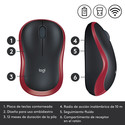 Raton Logitech M185 Optico 1000dpi Inalambrico Negro/Rojo | Quonty.com | 910-002240