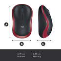 Raton Logitech M185 Optico 1000dpi Inalambrico Negro/Rojo | Quonty.com | 910-002240