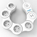Regleta Coolbox 5tomas + 2usb Blanca Articulada C/Interrupto | Quonty.com | COO-BE05U2AR